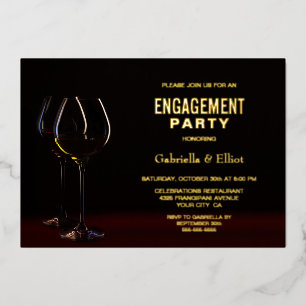 Invitation En Aluminium Verre Vin Moderne Gold Texte Partie