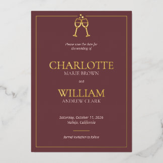 Invitation En Aluminium Verres à toast classiques mariage économisez la da