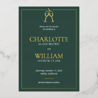 Invitation En Aluminium Verres à toast classiques mariage économisez la da