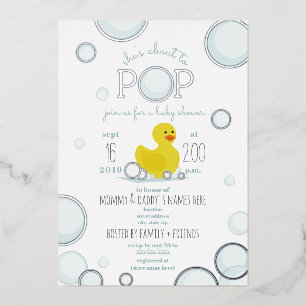 Invitation En Aluminium Vers Pop Rubber Duck Bubbles Baby shower