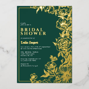 Invitation En Aluminium Vert émeraude + Élégant Jardin Mariage Fille d'Hon