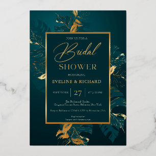 Invitation En Aluminium Vert émeraude et véritable or feuille d'or pour la