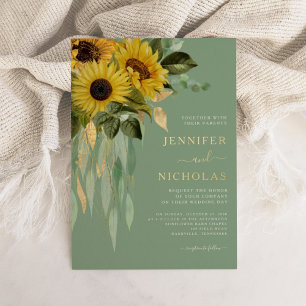 Invitation En Aluminium Vert floral Mariage or