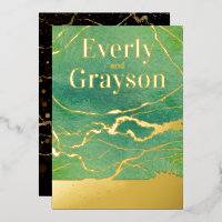 Vert Galaxy Agate Marbre Or Mariage