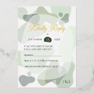 Invitation En Aluminium Vert organique Mariage Abstrait géométrique