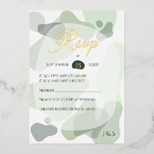 Invitation En Aluminium Vert organique Mariage Abstrait géométrique