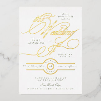 Invitation En Aluminium Vert sage blanc calligraphie élégante mariage or