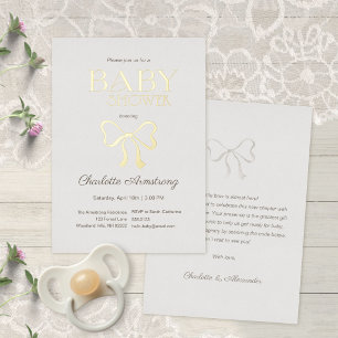 Invitation En Aluminium Vert sauge clair Élégant Nœud Baby Shower