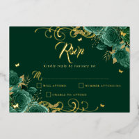 Verte Rose Floral Gold Swirl Or Quinceanera