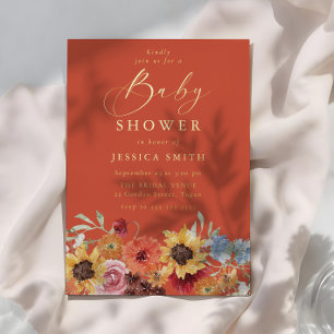 Invitation En Aluminium Vibrant Bold Floral Été Baby Shower Or
