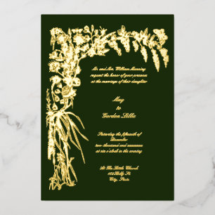 Invitation En Aluminium Victorian Era 1874 Botanical Floral Border Mariage