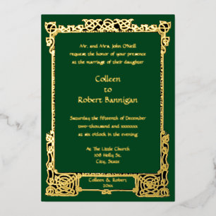 Invitation En Aluminium Victorian Era 1894 Celtic Knots Mariage frontalier