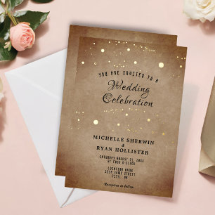 Invitation En Aluminium Vieux papier Beige Moody Gold Mariage
