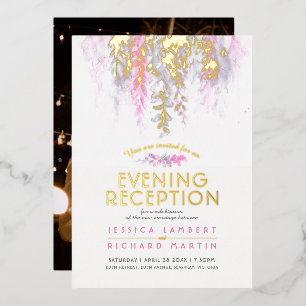 Invitation En Aluminium Vigne d'aquarelle violet rose soirée réception