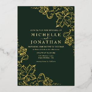 Invitation En Aluminium Vignoble d'or Green Real Foil Mariage