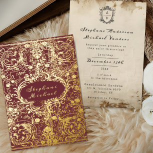 Invitation En Aluminium Vin victorien et Gold Ornate Vintage Wedding