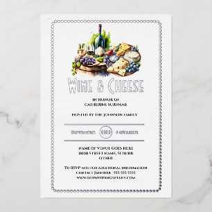 Invitation En Aluminium Vin vrai en feuille fromage charcuterie planche ar
