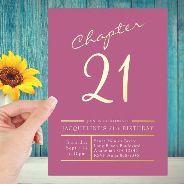 Invitation En Aluminium Vingt et un Or rose 21e Anniversaire Gold (Créateur téléchargé)