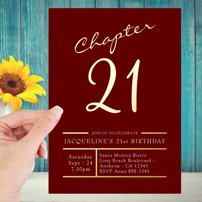 Invitation En Aluminium Vingt et un Or Rouge 21e Anniversaire Gold (Créateur téléchargé)