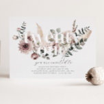Invitation En Aluminium Vingt et une florales - 21e anniversaire - Argent<br><div class="desc">Floraux d'aquarelle moderne et feuilles de saumons boho avec le mot "vingt un" en véritable feuille d'argent. Parfait pour votre fête d'anniversaire !</div>