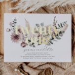 Invitation En Aluminium Vingt et une florales - 21e anniversaire - Or<br><div class="desc">Floraux d'aquarelle moderne et feuilles de saumons avec le mot "vingt un" en feuille d'or véritable. Parfait pour votre fête d'anniversaire !</div>