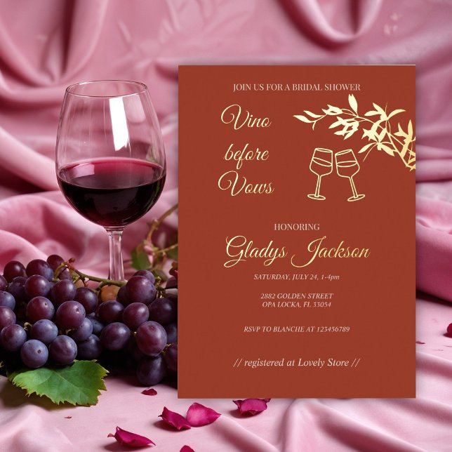 Invitation En Aluminium Vino floral rustique intemporel avant Vows (Créateur téléchargé)