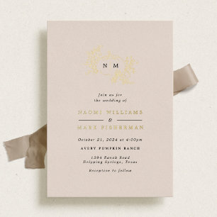Invitation En Aluminium Vins citrouilles Monogramme Mariage Foil Invitatio