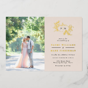 Invitation En Aluminium Vins citrouilles Monogramme Mariage Foil Invitatio