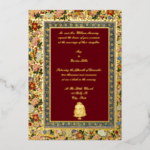 Invitation En Aluminium Vintage 1618 Elégant Mariage Floral Indien