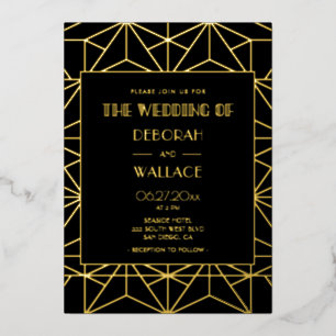 Invitation En Aluminium Vintage 1920 art déco mariage géométrique or