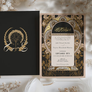 Invitation En Aluminium Vintage Arbre d'or de la vie Mariage islamique