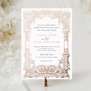 Invitation En Aluminium Vintage Arch Vines Ornement Cadre Rose Or
