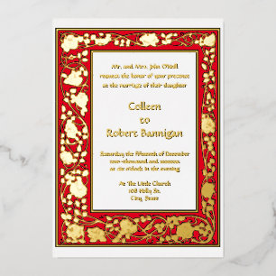 Invitation En Aluminium Vintage Art Nouveau 1906 Frontière de la vigne Ros