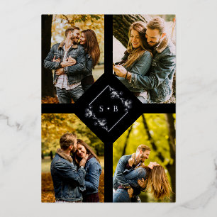 Invitation En Aluminium Vintage Branches Diamond Shape Silver 4 Photos