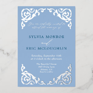 Invitation En Aluminium Vintage Dusty Blue Victorian Mariage officiel