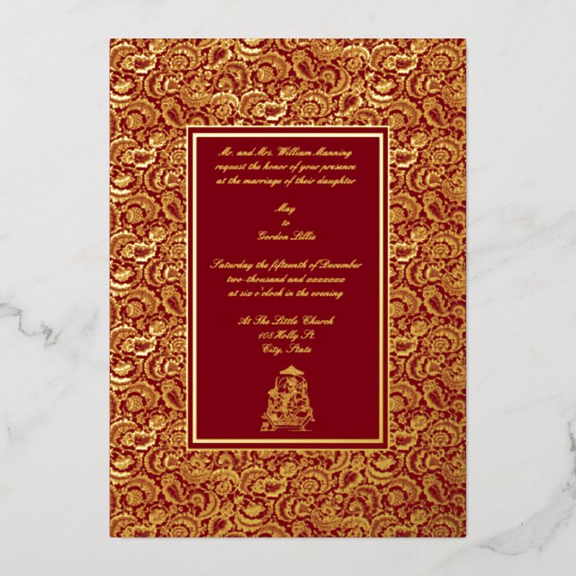 Invitation En Aluminium Vintage Elegant Mariage indien Foil (Recto)