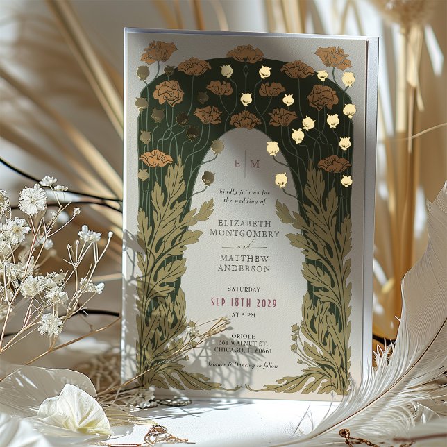 Invitation En Aluminium Vintage Floral Mariage Gold (Créateur téléchargé)