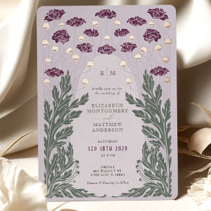 Invitation En Aluminium Vintage Floral Mariage Lavender Rose Or