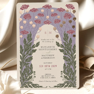 Invitation En Aluminium Vintage Floral Mariage Lavender Rose Or