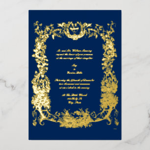 Invitation En Aluminium Vintage frontière baroque Rococo avec les coeurs