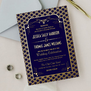 Invitation En Aluminium Vintage Gatsby Mariage Art Déco des Années 1920 Ré