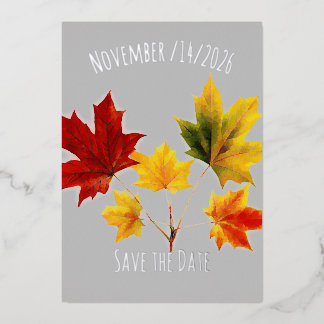 Invitation En Aluminium Vintage Maple Leaves  save the date