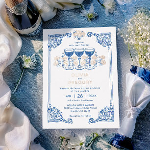 Invitation En Aluminium Vintage mariage champagne Sparking