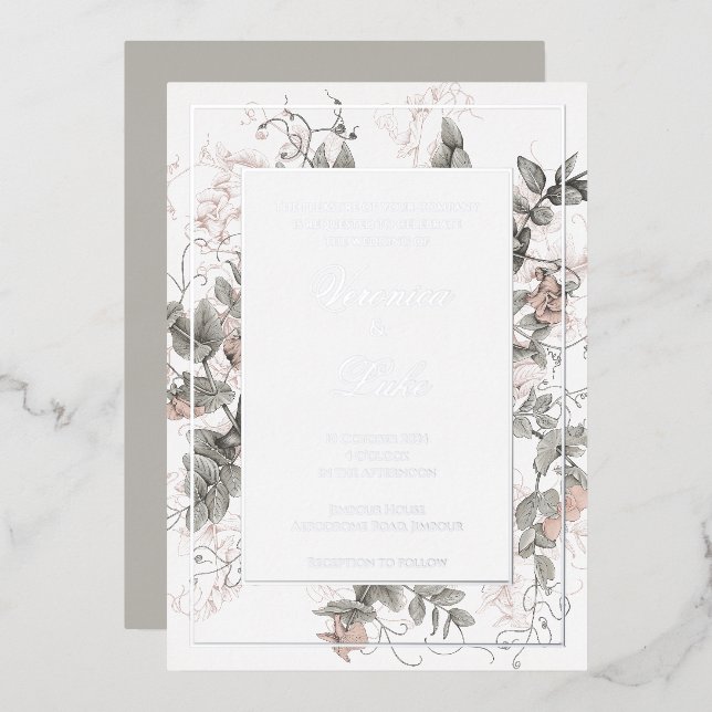 Invitation En Aluminium Vintage Mariage végétal (Recto/Verso)