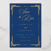 Vintage Orné Bleu Or Roulé Gothique Sauvegarder Da