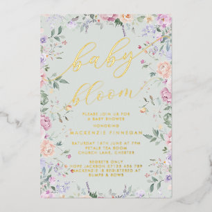 Invitation En Aluminium Vintage Pastel Floral Frame Baby dans douche fleur