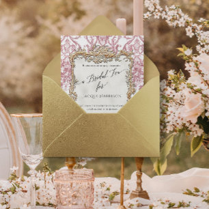 Invitation En Aluminium Vintage Rococo Floral Dusty Rose n Thé de la nupti