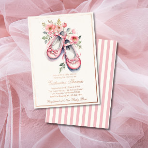 Invitation En Aluminium Vintage rose Ballerina Chaussures Baby shower fill