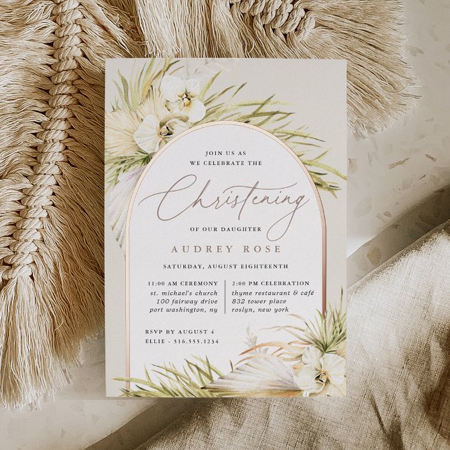 Invitation En Aluminium Vintage Tropiques | Baptême (Créateur téléchargé)