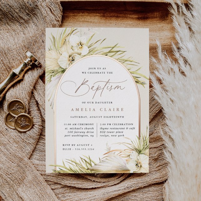 Invitation En Aluminium Vintage Tropiques | Baptême (Créateur téléchargé)